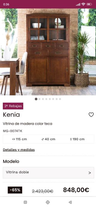 Vitrina mueble Banak madera primera calidad.