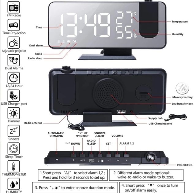 DESPERTADOR PROYECCIÓN RADIO