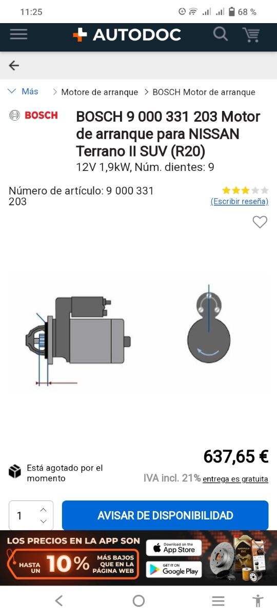 motor de arranque Nissan xtrail 2.2