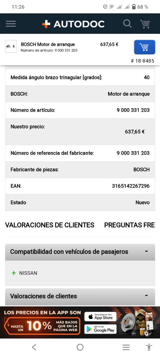 motor de arranque Nissan xtrail 2.2