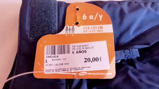 CON ETIQUETA PANTALON NIEVE ESQUI INFANTIL 6 AÑOS