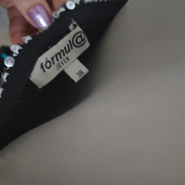 Vestido fiesta palabra de honor lentejuelas M 38