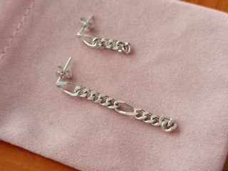 Pendientes eslabones de plata de ley