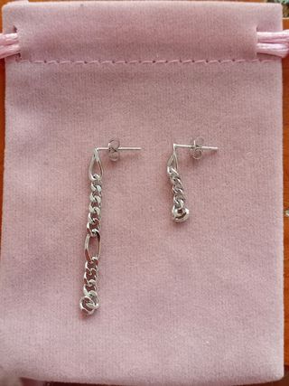 Pendientes eslabones de plata de ley