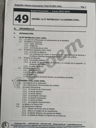 Temario oposición Geografía e Historia