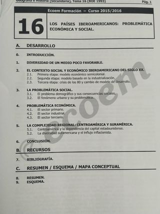 Temario oposición Geografía e Historia