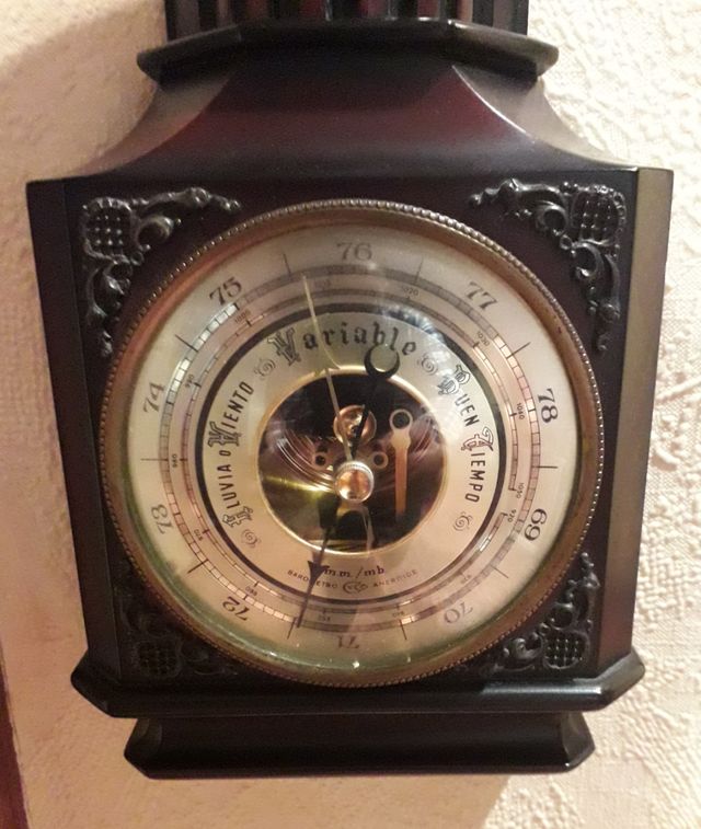 RELOJ BARÓMETRO Y TERMÓMETRO DE PARED VINTAGE