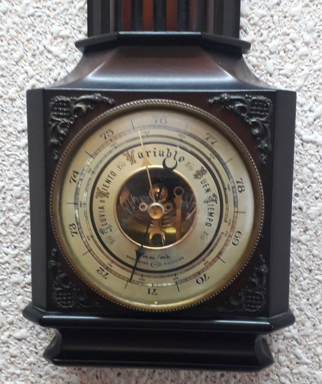 RELOJ BARÓMETRO Y TERMÓMETRO DE PARED VINTAGE