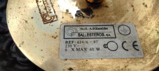 Lámpara de techo, cristal y bronce, Ballesteros,S.