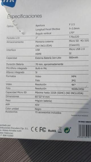 Cámara Deportiva 4K