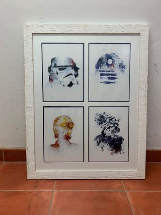 Cuadro grande marco madera blanco