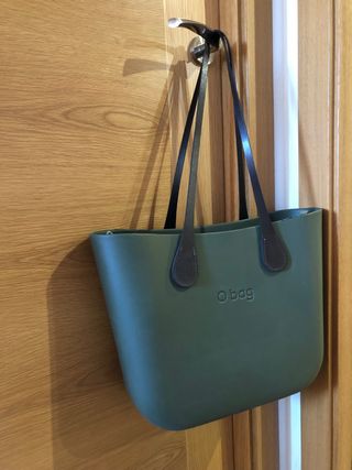 Obag clásico grande + asas cuero y doble cadena