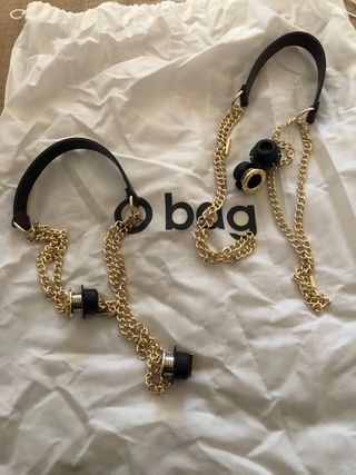 Obag clásico grande + asas cuero y doble cadena