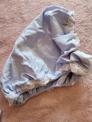 Funda y capota carrito celeste con topitos