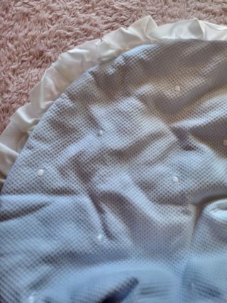 Funda y capota carrito celeste con topitos