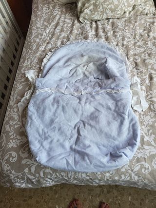 Funda y capota carrito celeste con topitos