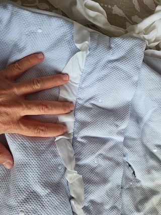 Funda y capota carrito celeste con topitos