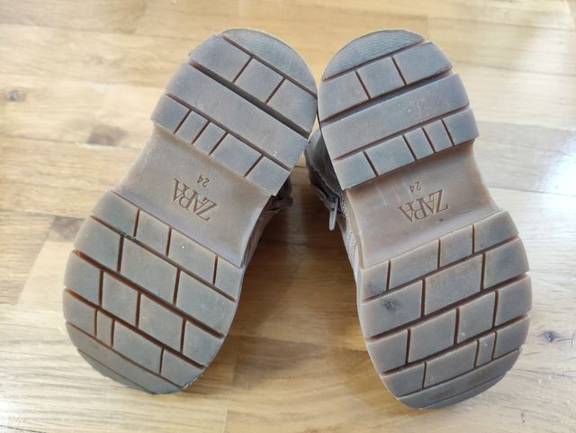 Zara botas marrones talla 24 textil marrón