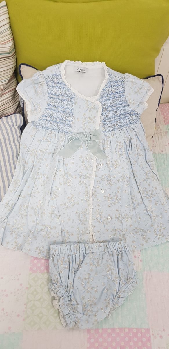 Dos trajes o vestidos niña en rosa y azul bebe