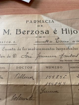Documentos farmacia antiguas 
