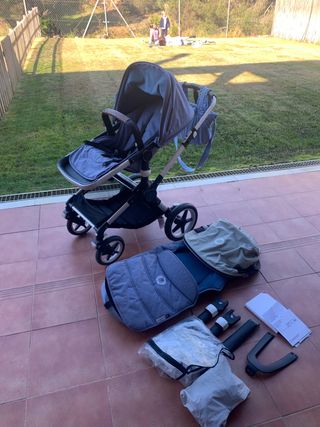 Carro Bugaboo Fox azul melange con accesorios