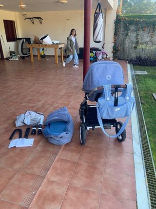 Carro Bugaboo Fox azul melange con accesorios