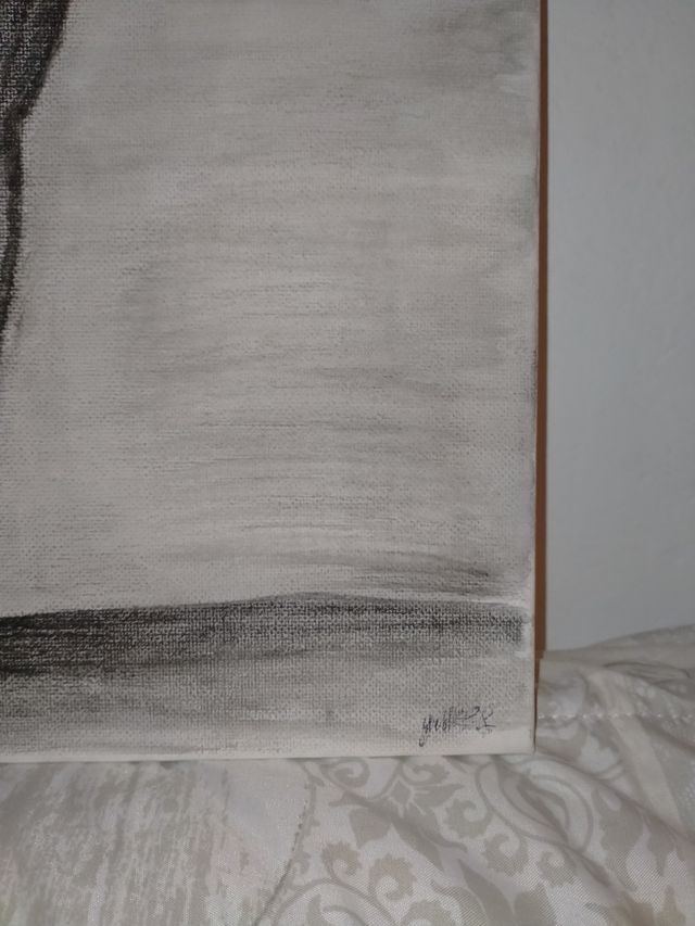 tela quadro astratto a carboncino