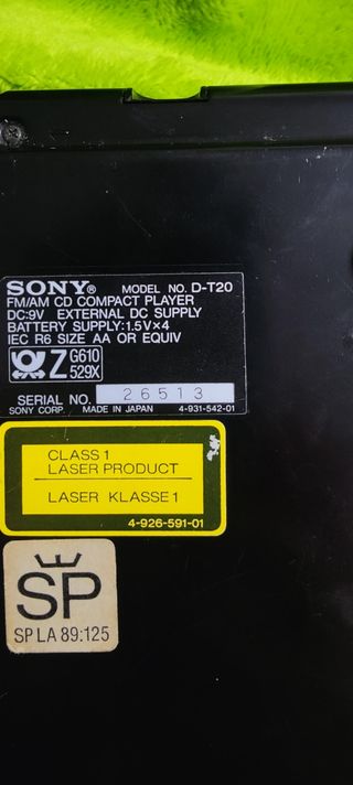 SONY DISCMAN D-T20 PIEZAS O REPARAR