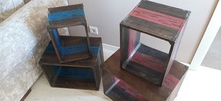 4 cajas de madera.Almacenaje+decoración+industrial