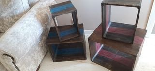 4 cajas de madera.Almacenaje+decoración+industrial
