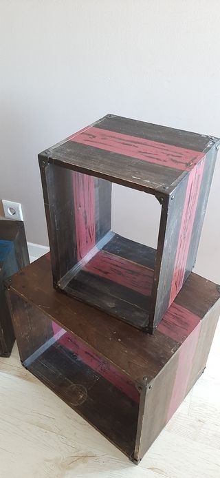 4 cajas de madera.Almacenaje+decoración+industrial
