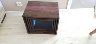 4 cajas de madera.Almacenaje+decoración+industrial
