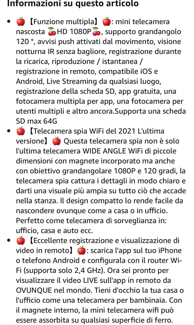 Supoggy mini Wi-Fi telecamera n 2 pezzi
