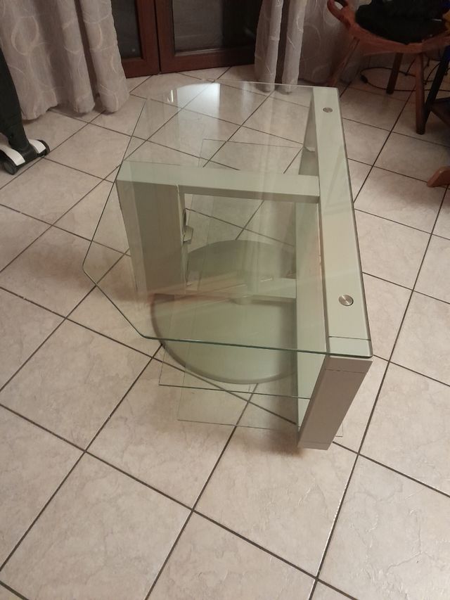 tavolino per televisore in vetro per accessori