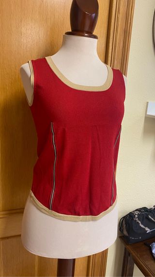 camiseta tirantes Chaleco punto rojo síntesis (M)