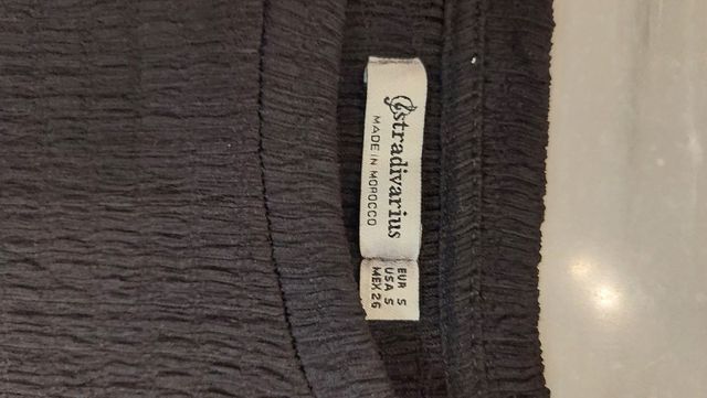 Blusa Negra vestir manga corta talla S Stradivariu