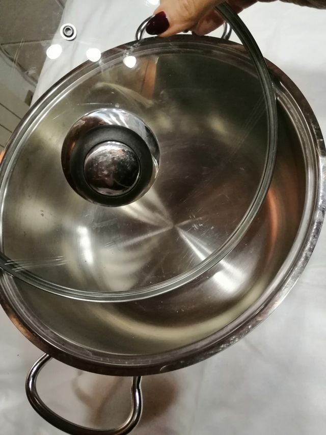 casseruola acciaio cm 26 con coperchio vetro