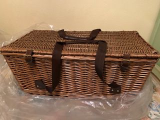 Caja mimbre picnic barbacoa