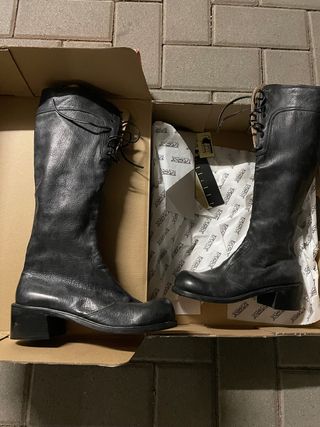 Stivali in pelle donna bambino stile da moto