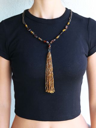 Collar cadena y abalorios