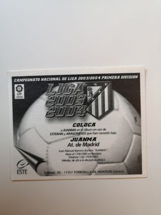CROMO JUANMNA COLOCA ATLETICO LIGA ESTE 2003 SIN P