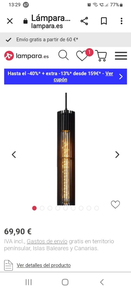 Lampada a sospensione Lionel