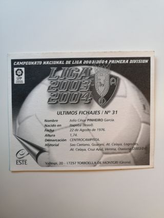 CROMO PINHEIRO FICHAJE 31 OSASUNA LIGA ESTE 2003