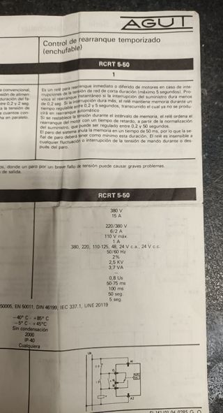 Relé Electrónico de Rearranque Motores Temporizado