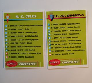 CROMO CHECKLIST OSASUNA CELTA FUTBOL  LIGA 2002