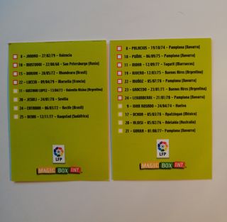 CROMO CHECKLIST OSASUNA CELTA FUTBOL  LIGA 2002