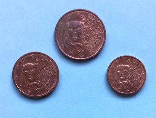 MONEDAS FRANCIA 1, 2, 5 CÉNT. DE EURO AÑO 1999