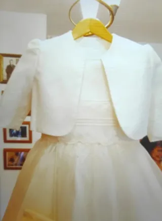 vendo vestido de comunión, con chaleco y diadema