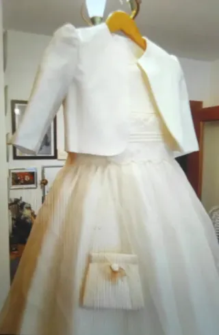 vendo vestido de comunión, con chaleco y diadema