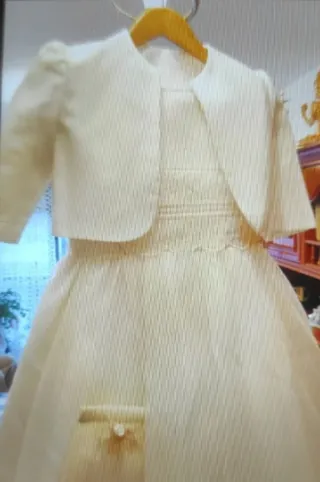 vendo vestido de comunión, con chaleco y diadema